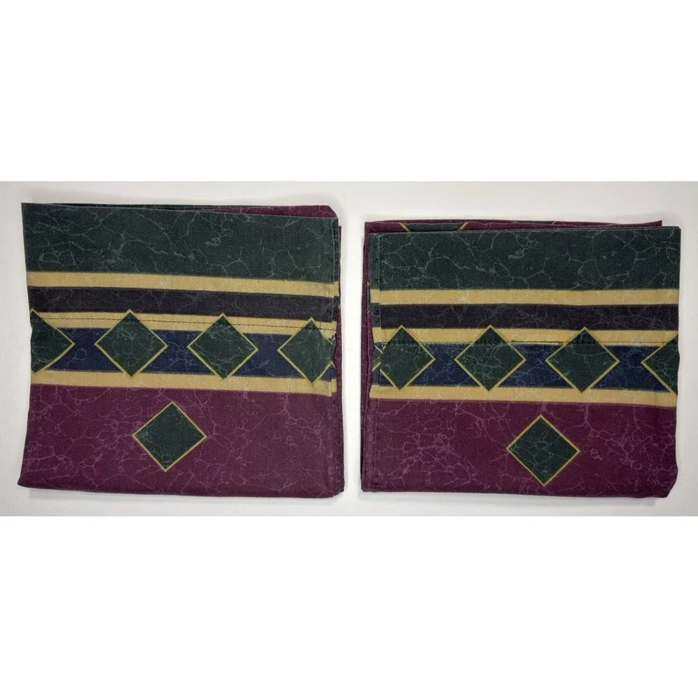 Springmaid Amalfi Pillowcase Set KING Burgundy Vtg‎ 90s Jewel Tone Marbled Rare